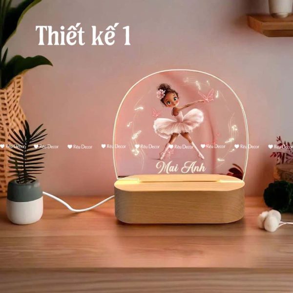 Đèn ngủ Bé múa bale khắc tên, Decor in UV sắc nét, quà sinh nhật, quà lưu niệm ý nghĩa - Hình ảnh 2