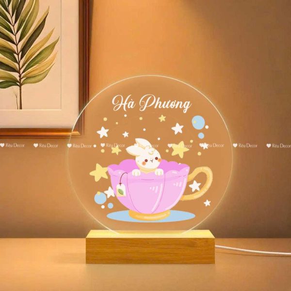 Đèn ngủ Cốc thỏ xinh xắn, Decor in UV sắc nét, quà sinh nhật, quà lưu niệm ý nghĩa - Hình ảnh 2
