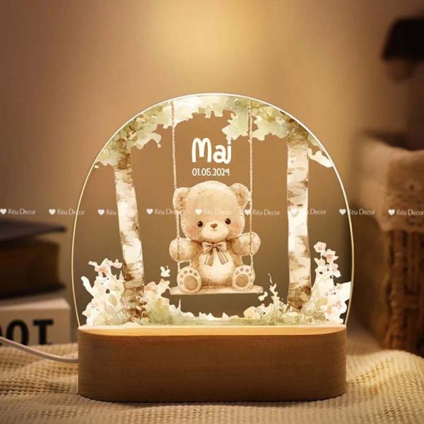 Đèn ngủ hình Gấu dễ thương, Decor in UV sắc nét, quà sinh nhật, quà lưu niệm ý nghĩa - Hình ảnh 2