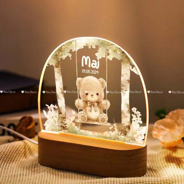 Đèn ngủ hình Gấu dễ thương, Decor in UV sắc nét, quà sinh nhật, quà lưu niệm ý nghĩa - Hình ảnh 4