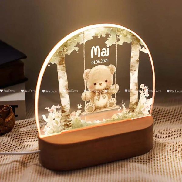 Đèn ngủ hình Gấu dễ thương, Decor in UV sắc nét, quà sinh nhật, quà lưu niệm ý nghĩa - Hình ảnh 5
