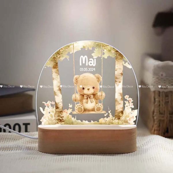 Đèn ngủ hình Gấu dễ thương, Decor in UV sắc nét, quà sinh nhật, quà lưu niệm ý nghĩa - Hình ảnh 6