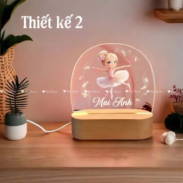 Đèn ngủ Bé múa bale khắc tên, Decor in UV sắc nét, quà sinh nhật, quà lưu niệm ý nghĩa - Hình ảnh 3
