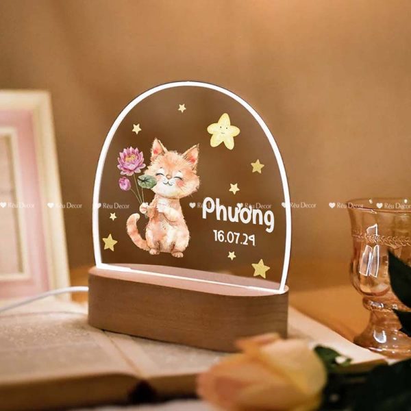 Đèn ngủ hình Mèo đáng yêu, Decor in UV sắc nét, quà sinh nhật, quà lưu niệm ý nghĩa - Hình ảnh 3