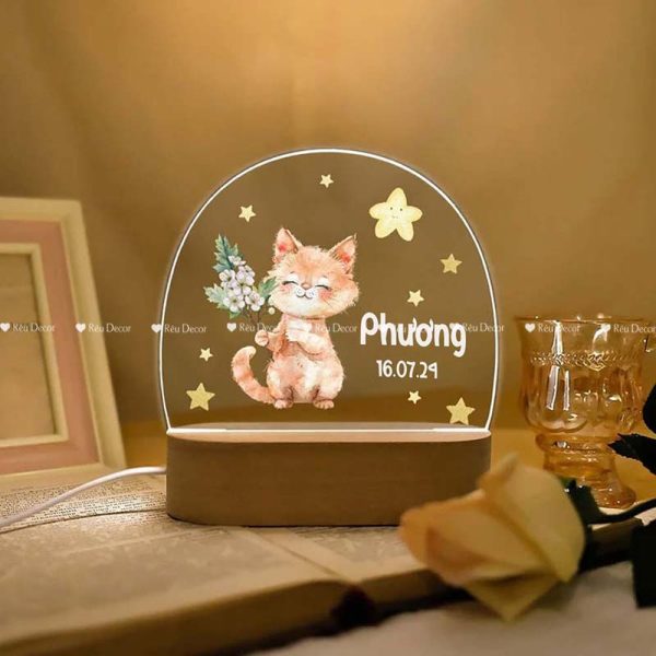 Đèn ngủ hình Mèo đáng yêu, Decor in UV sắc nét, quà sinh nhật, quà lưu niệm ý nghĩa - Hình ảnh 4