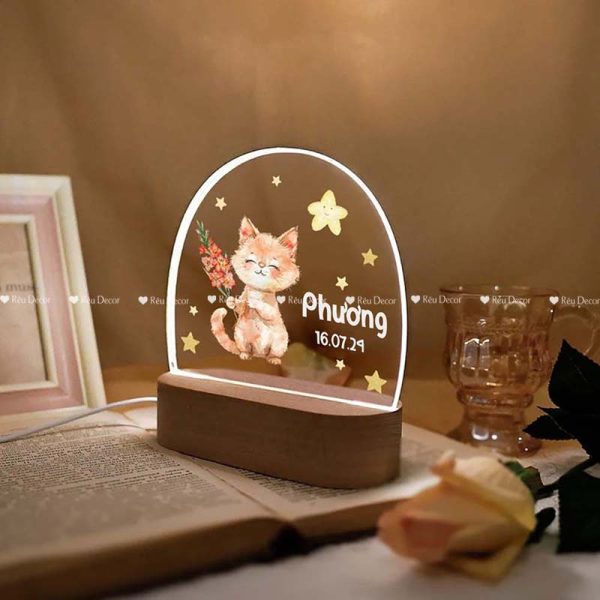 Đèn ngủ hình Mèo đáng yêu, Decor in UV sắc nét, quà sinh nhật, quà lưu niệm ý nghĩa - Hình ảnh 5