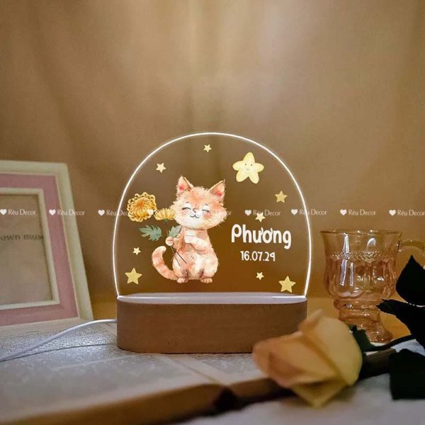 Đèn ngủ hình Mèo đáng yêu, Decor in UV sắc nét, quà sinh nhật, quà lưu niệm ý nghĩa - Hình ảnh 6