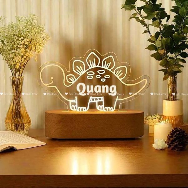 Đèn ngủ Khủng Long khắc tên, đèn Decor in UV sắc nét, quà sinh nhật, quà lưu niệm ý nghĩa - Hình ảnh 2