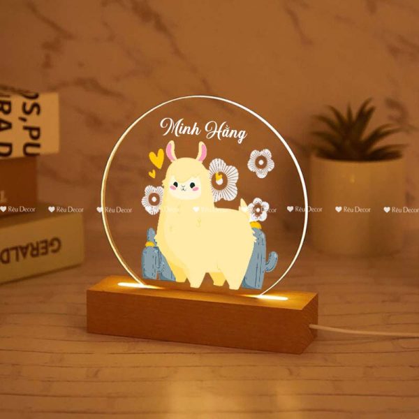 Đèn ngủ Lạc đà dễ thương, Decor in UV sắc nét, quà sinh nhật, quà lưu niệm ý nghĩa