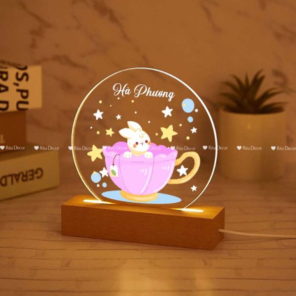 Đèn ngủ Cốc thỏ xinh xắn, Decor in UV sắc nét, quà sinh nhật, quà lưu niệm ý nghĩa - Hình ảnh 3