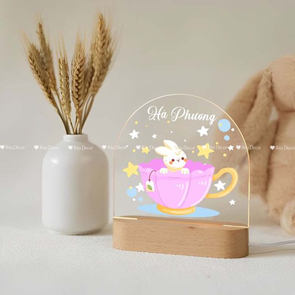 Đèn ngủ Cốc thỏ xinh xắn, Decor in UV sắc nét, quà sinh nhật, quà lưu niệm ý nghĩa - Hình ảnh 4