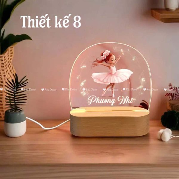Đèn ngủ Bé múa bale khắc tên, Decor in UV sắc nét, quà sinh nhật, quà lưu niệm ý nghĩa