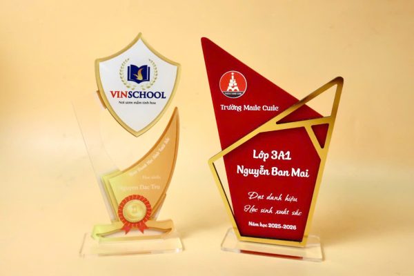 Cúp tốt nghiệp mica kèm đế, huy chương in UV theo yêu cầu ý nghĩa cho học sinh - Hình ảnh 3