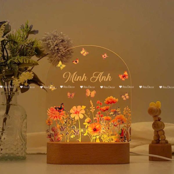 Đèn ngủ Hoa cỏ mùa Xuân, Decor in UV sắc nét, quà sinh nhật, quà lưu niệm ý nghĩa