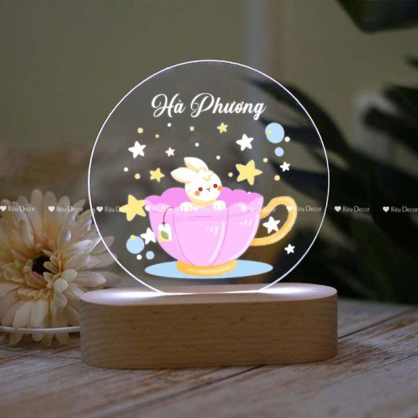 Đèn ngủ Cốc thỏ xinh xắn, Decor in UV sắc nét, quà sinh nhật, quà lưu niệm ý nghĩa - Hình ảnh 5