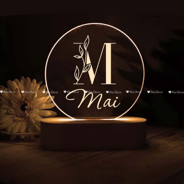 Đèn ngủ khắc Tên chữ cái đầu, Decor in UV sắc nét, quà sinh nhật, quà lưu niệm ý nghĩa - Hình ảnh 5