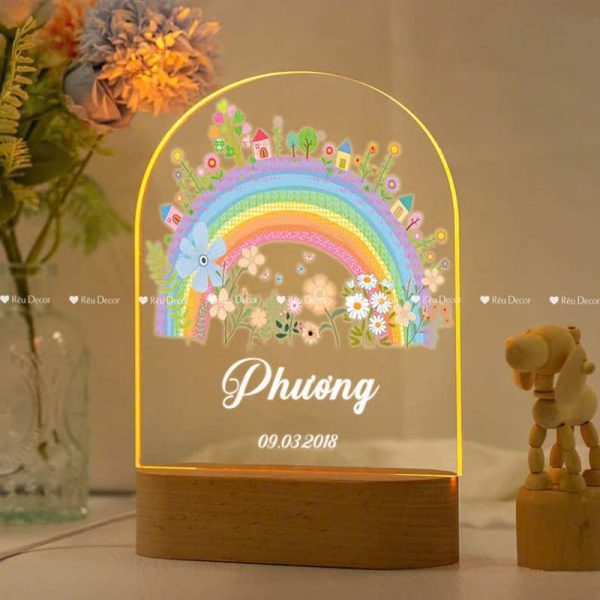 Đèn ngủ Cầu Vồng in tên, Decor in UV sắc nét, quà sinh nhật, quà lưu niệm ý nghĩa - Hình ảnh 2