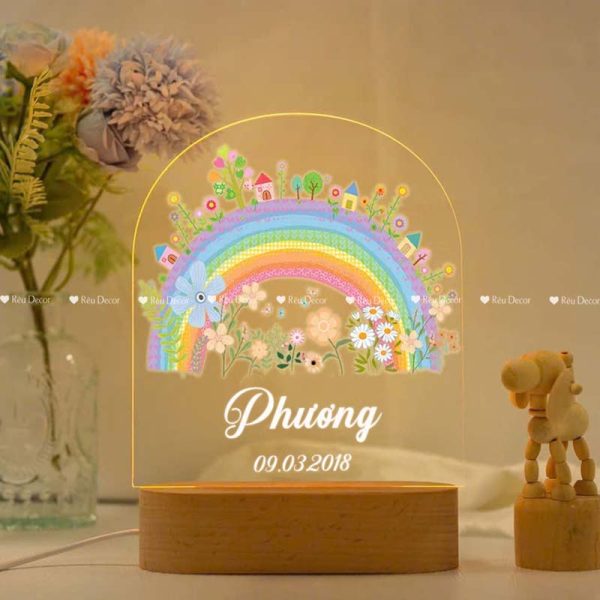 Đèn ngủ Cầu Vồng in tên, Decor in UV sắc nét, quà sinh nhật, quà lưu niệm ý nghĩa - Hình ảnh 4