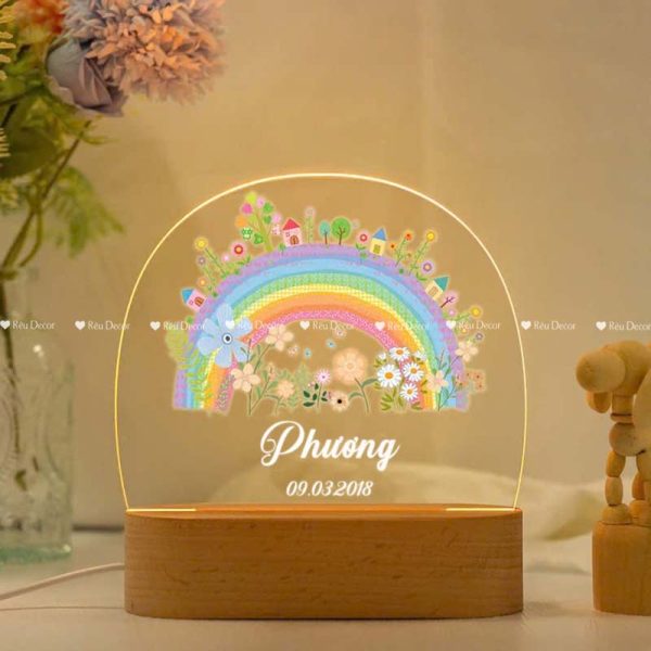 Đèn ngủ Cầu Vồng in tên, Decor in UV sắc nét, quà sinh nhật, quà lưu niệm ý nghĩa - Hình ảnh 7