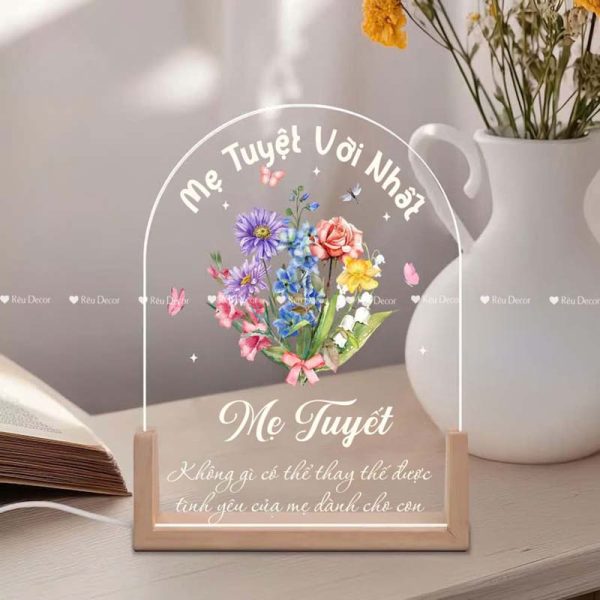 Đèn ngủ Bó hoa tặng Mẹ, Decor in UV sắc nét, quà sinh nhật, quà lưu niệm ý nghĩa - Hình ảnh 2
