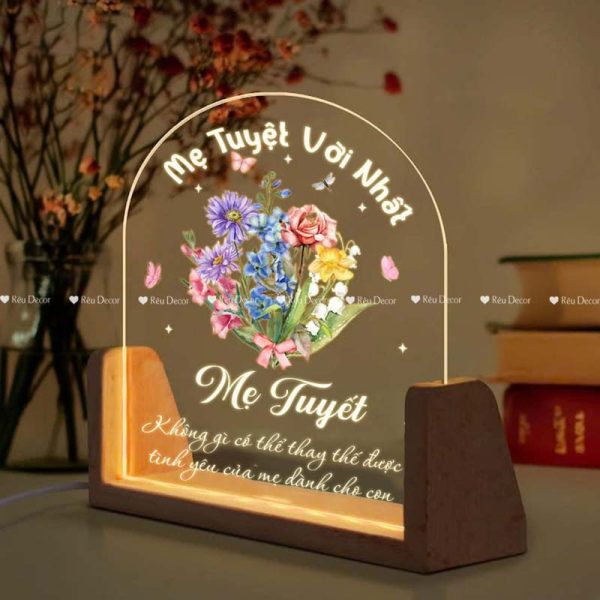 Đèn ngủ Bó hoa tặng Mẹ, Decor in UV sắc nét, quà sinh nhật, quà lưu niệm ý nghĩa - Hình ảnh 3