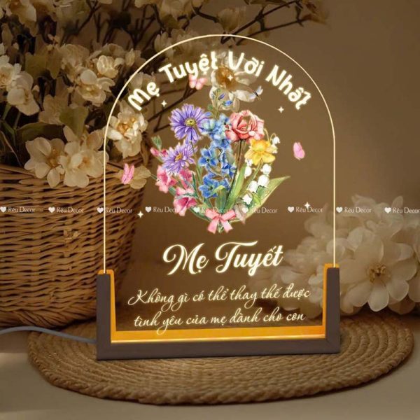 Đèn ngủ Bó hoa tặng Mẹ, Decor in UV sắc nét, quà sinh nhật, quà lưu niệm ý nghĩa - Hình ảnh 5