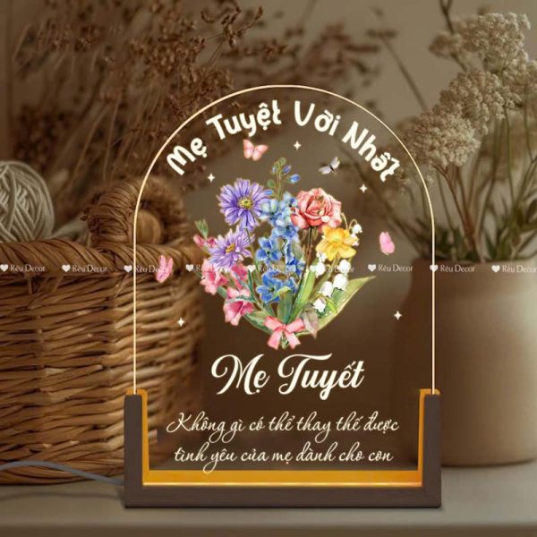 Đèn ngủ Bó hoa tặng Mẹ, Decor in UV sắc nét, quà sinh nhật, quà lưu niệm ý nghĩa - Hình ảnh 6