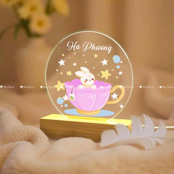 Đèn ngủ Cốc thỏ xinh xắn, Decor in UV sắc nét, quà sinh nhật, quà lưu niệm ý nghĩa - Hình ảnh 6