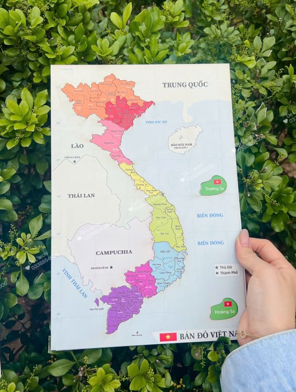 Bản đồ Việt Nam, in màu sắc nét, giúp bé học địa lý, khám phá các vùng miền, trang trí góc học tập siêu sinh động - Hình ảnh 2