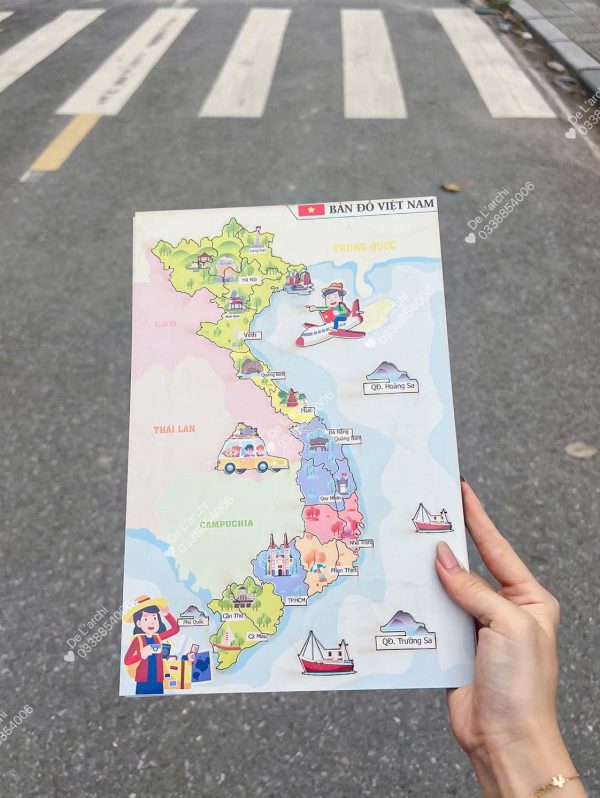 Bản đồ Việt Nam, in màu sắc nét, giúp bé học địa lý, khám phá các vùng miền, trang trí góc học tập siêu sinh động - Hình ảnh 4
