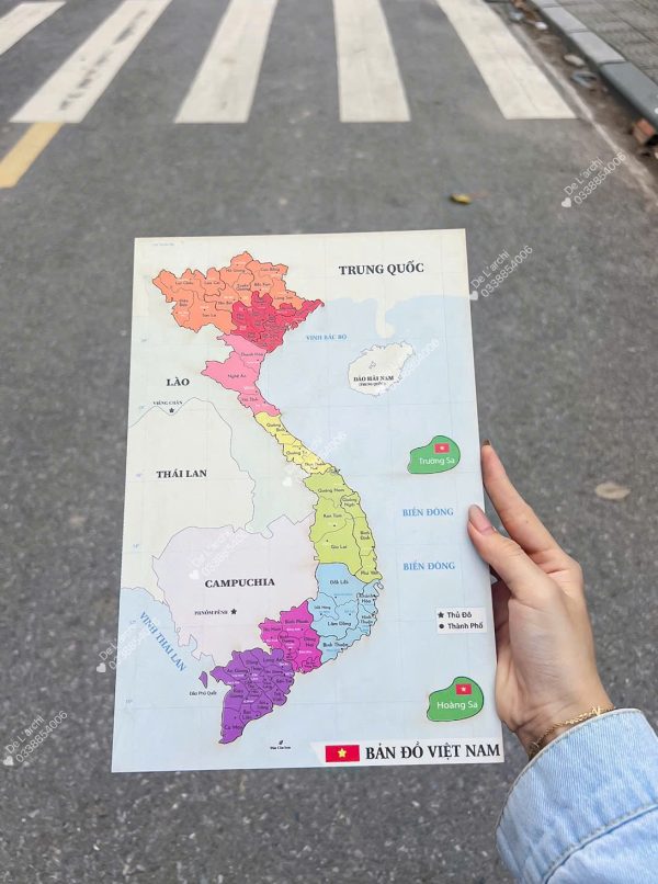 Bản đồ Việt Nam, in màu sắc nét, giúp bé học địa lý, khám phá các vùng miền, trang trí góc học tập siêu sinh động - Hình ảnh 5