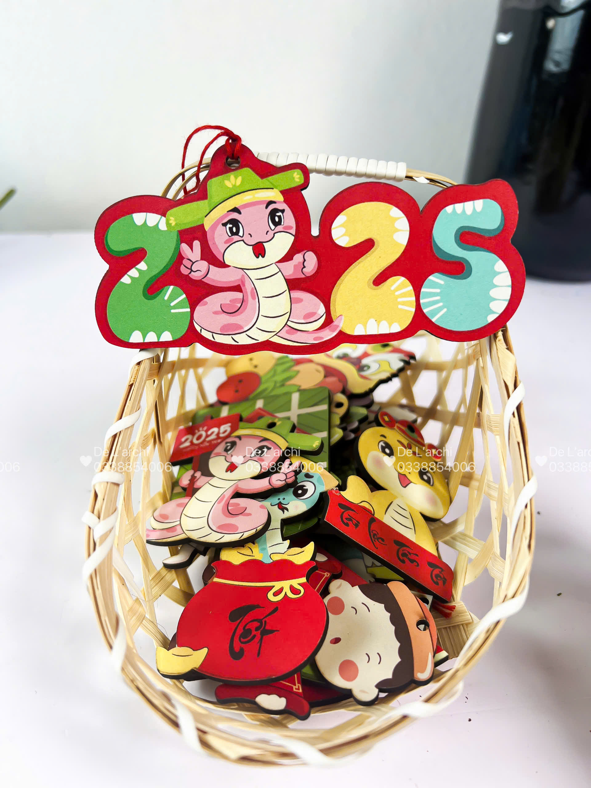 Hình Trang Trí Tết In Màu Sẵn – Treo Cành Đào Mai Mận - Hình ảnh 10