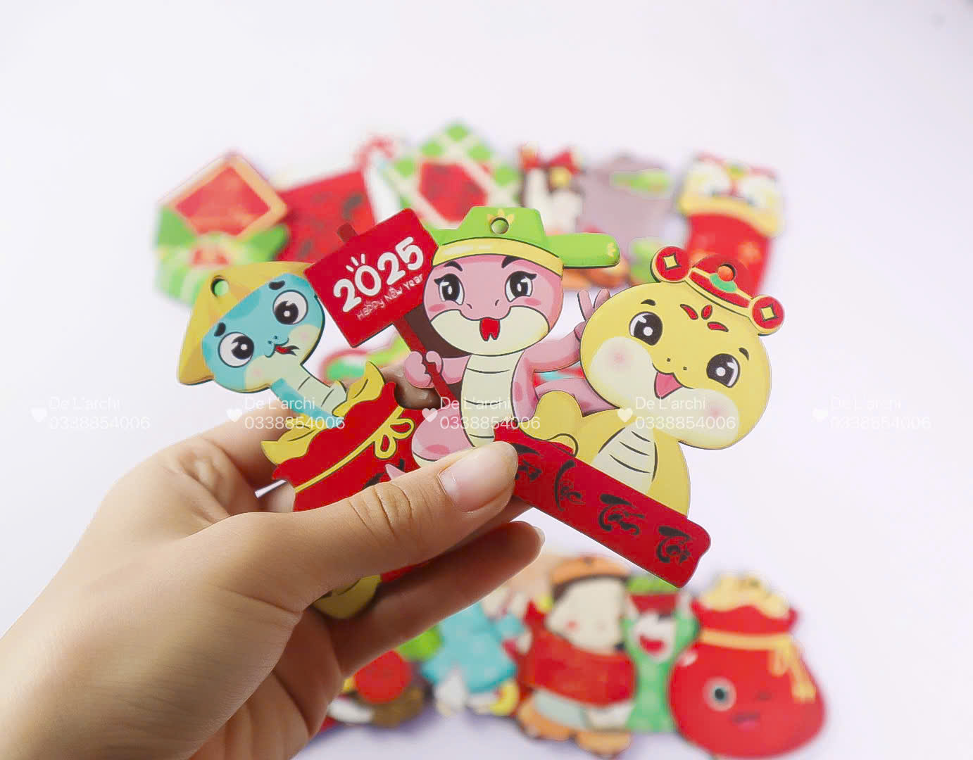 Hình Trang Trí Tết In Màu Sẵn – Treo Cành Đào Mai Mận - Hình ảnh 9