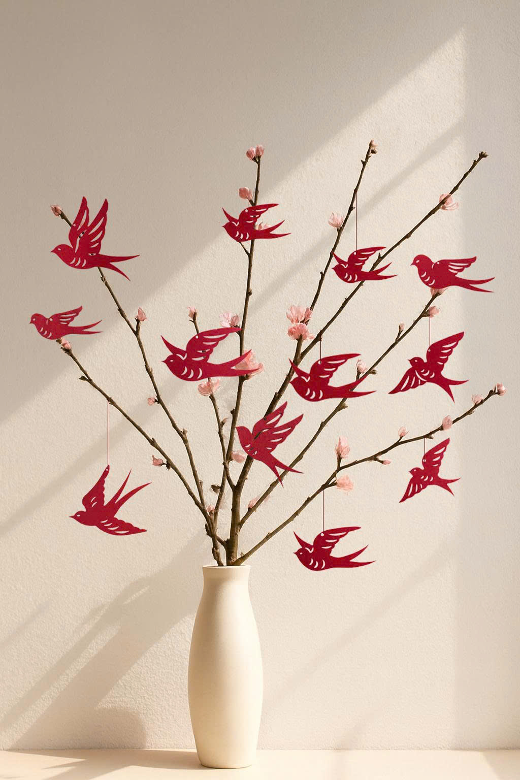 Set 10 Én Trang Trí Noel Vải Nỉ Đỏ – Treo Cành & Dán Tường Cao Cấp - Hình ảnh 2