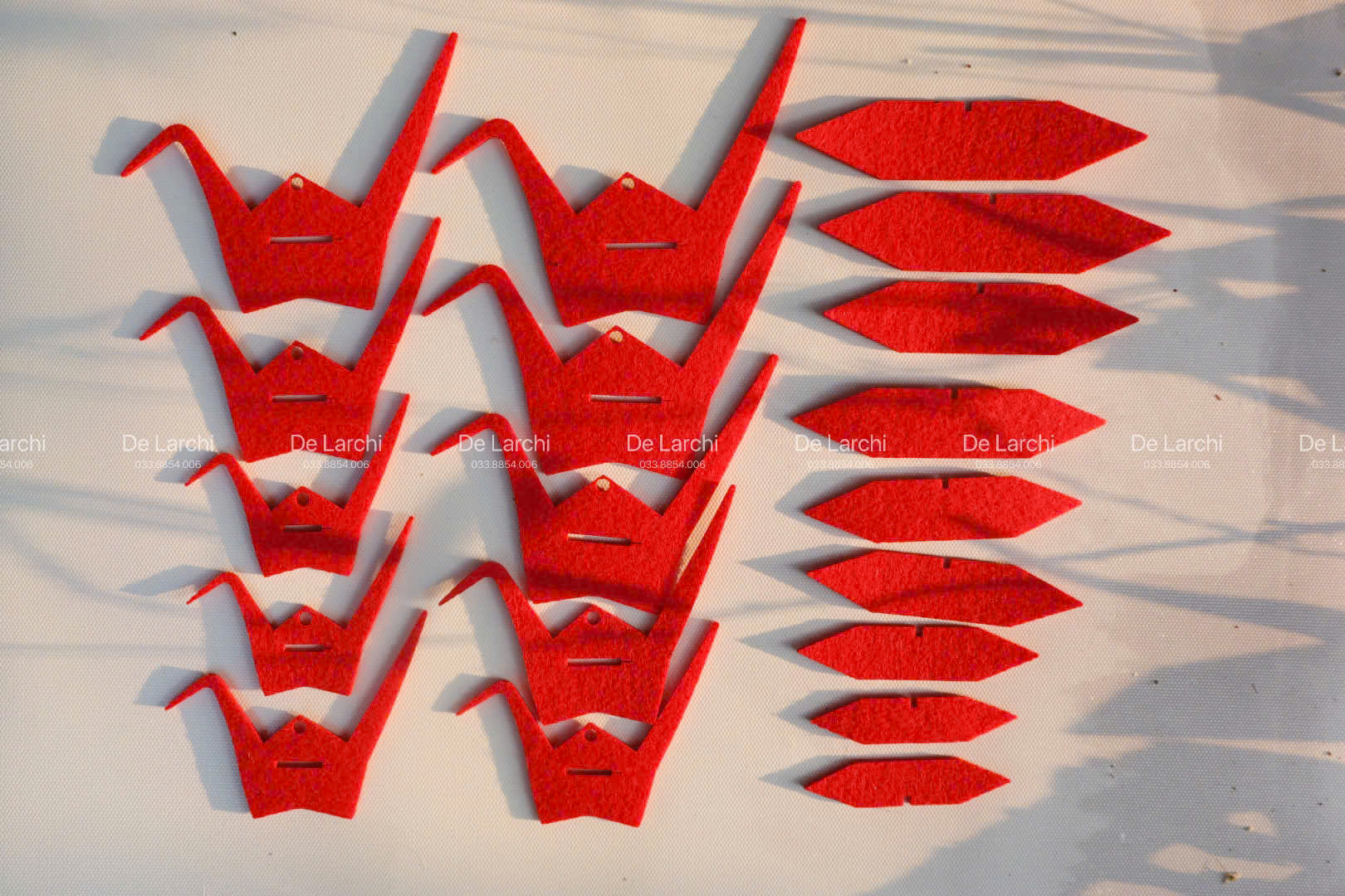 Set 10 Hạc Đỏ Treo Tết – Vải Dày Cao Cấp – Phụ Kiện Trang Trí Mai Đào - Hình ảnh 2