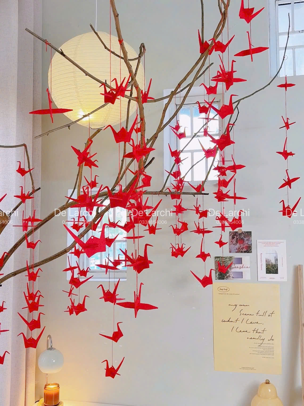 Set 10 Hạc Đỏ Treo Tết – Vải Dày Cao Cấp – Phụ Kiện Trang Trí Mai Đào - Hình ảnh 11