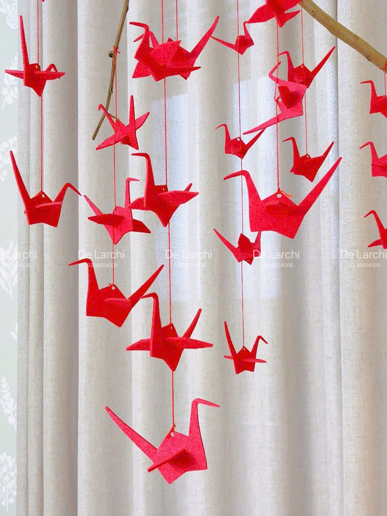 Set 10 Hạc Đỏ Treo Tết – Vải Dày Cao Cấp – Phụ Kiện Trang Trí Mai Đào - Hình ảnh 12