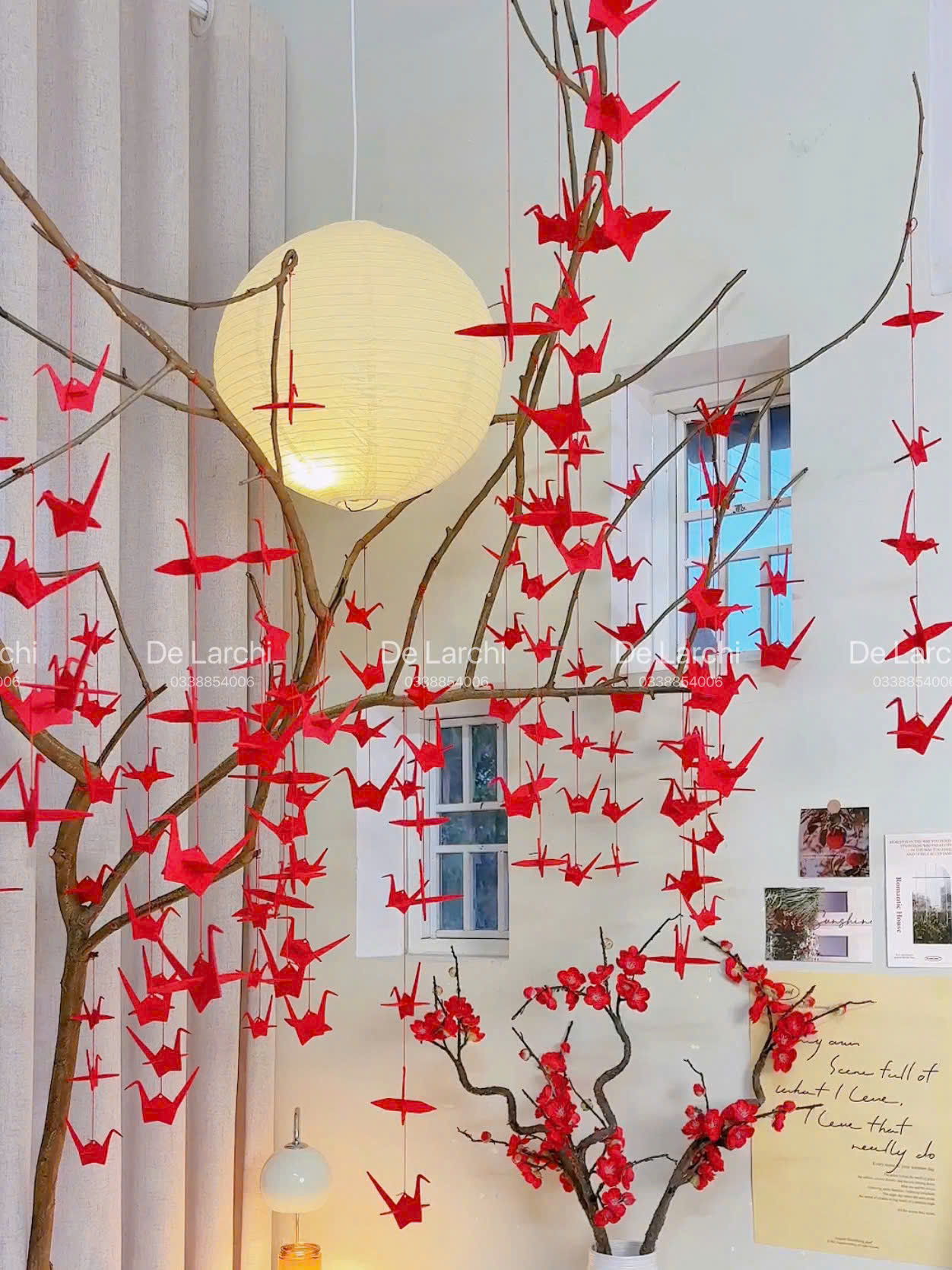 Set 10 Hạc Đỏ Treo Tết – Vải Dày Cao Cấp – Phụ Kiện Trang Trí Mai Đào - Hình ảnh 14