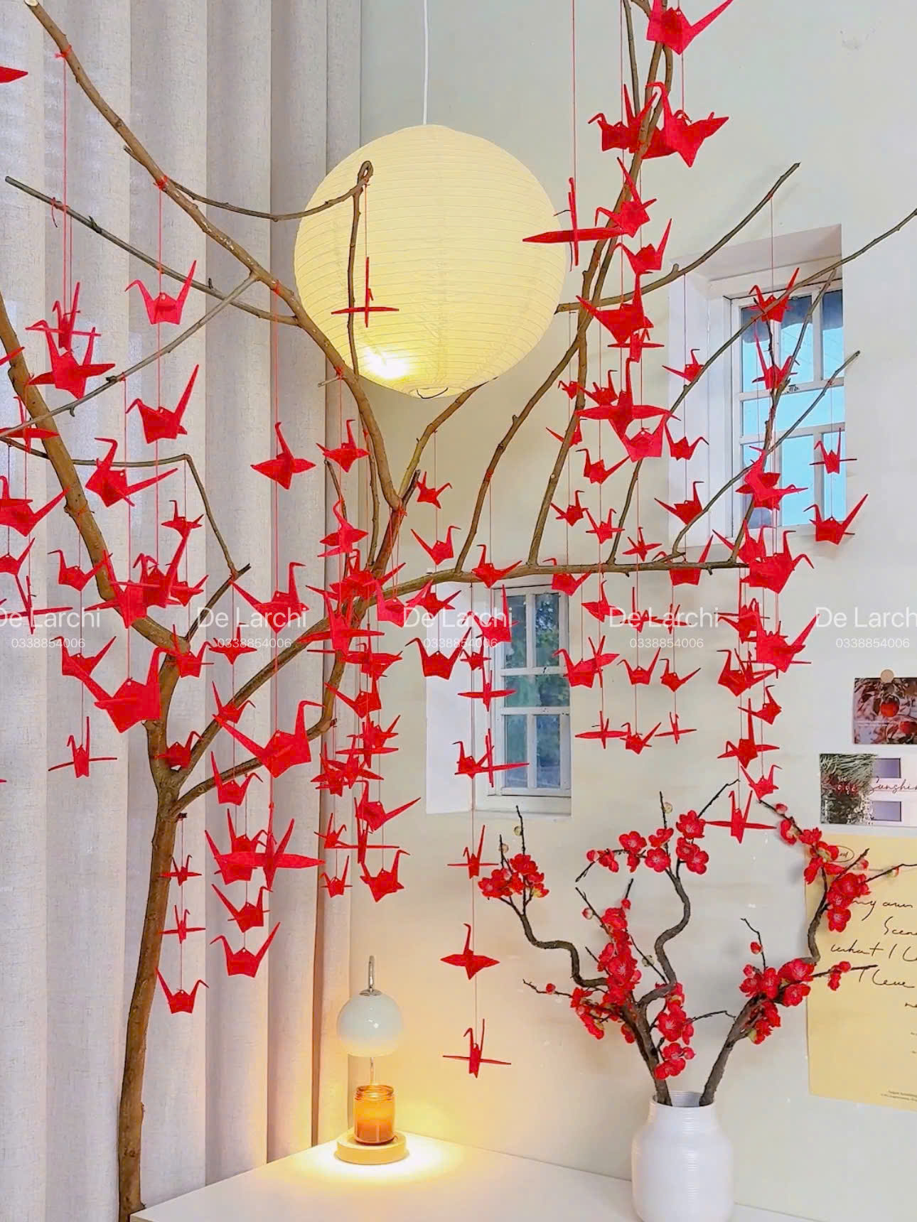 Set 10 Hạc Đỏ Treo Tết – Vải Dày Cao Cấp – Phụ Kiện Trang Trí Mai Đào - Hình ảnh 15