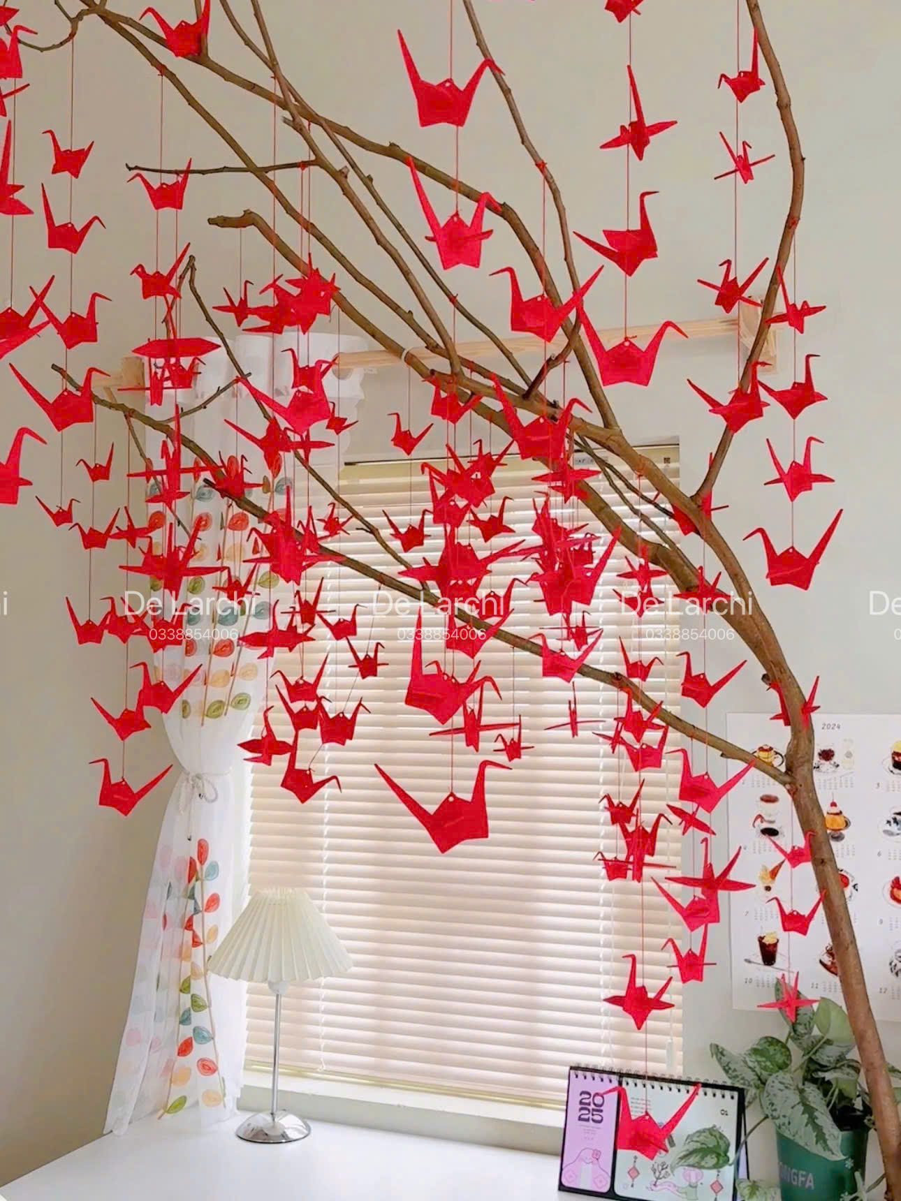Set 10 Hạc Đỏ Treo Tết – Vải Dày Cao Cấp – Phụ Kiện Trang Trí Mai Đào