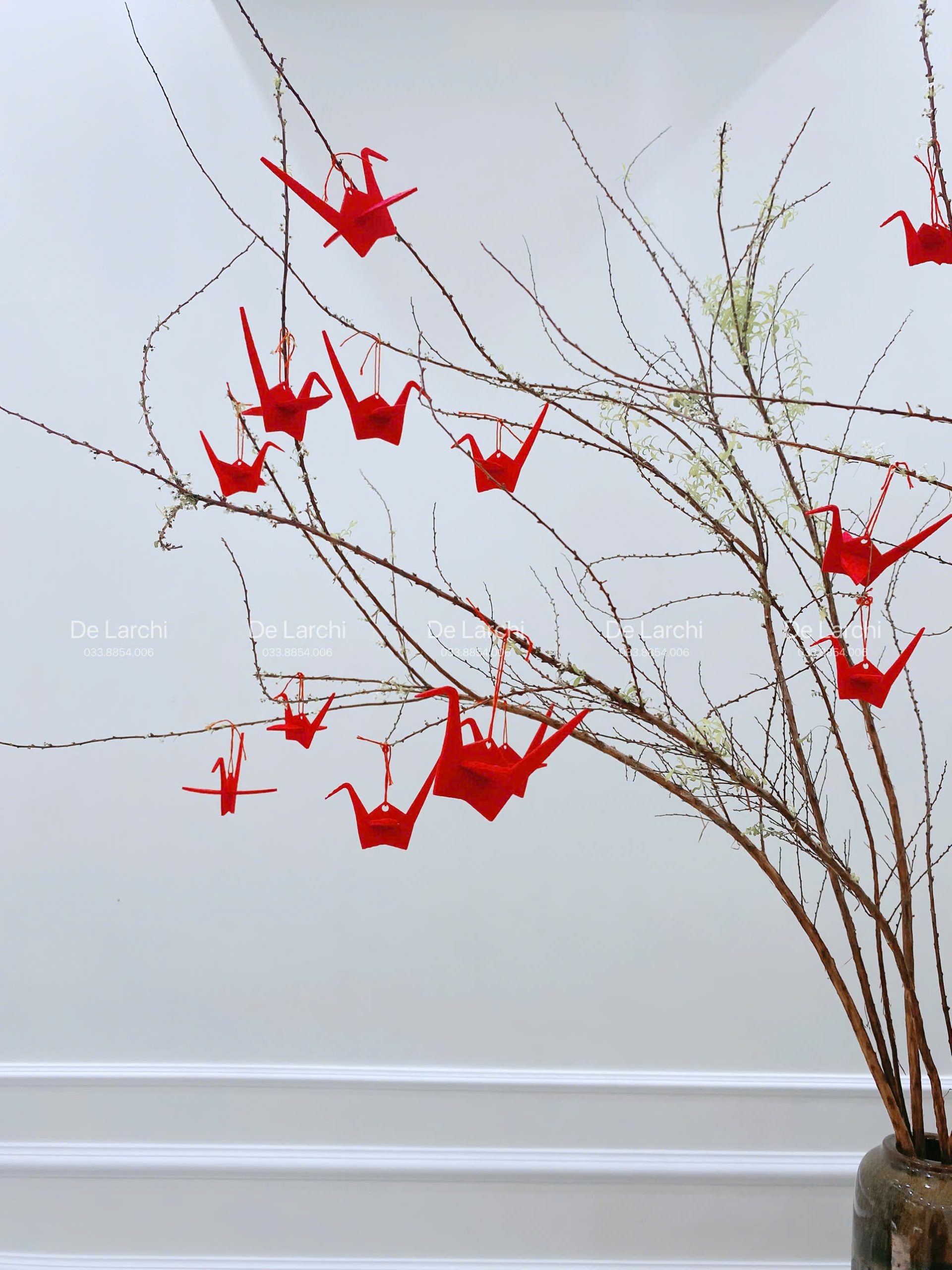 Set 10 Hạc Đỏ Treo Tết – Vải Dày Cao Cấp – Phụ Kiện Trang Trí Mai Đào - Hình ảnh 3