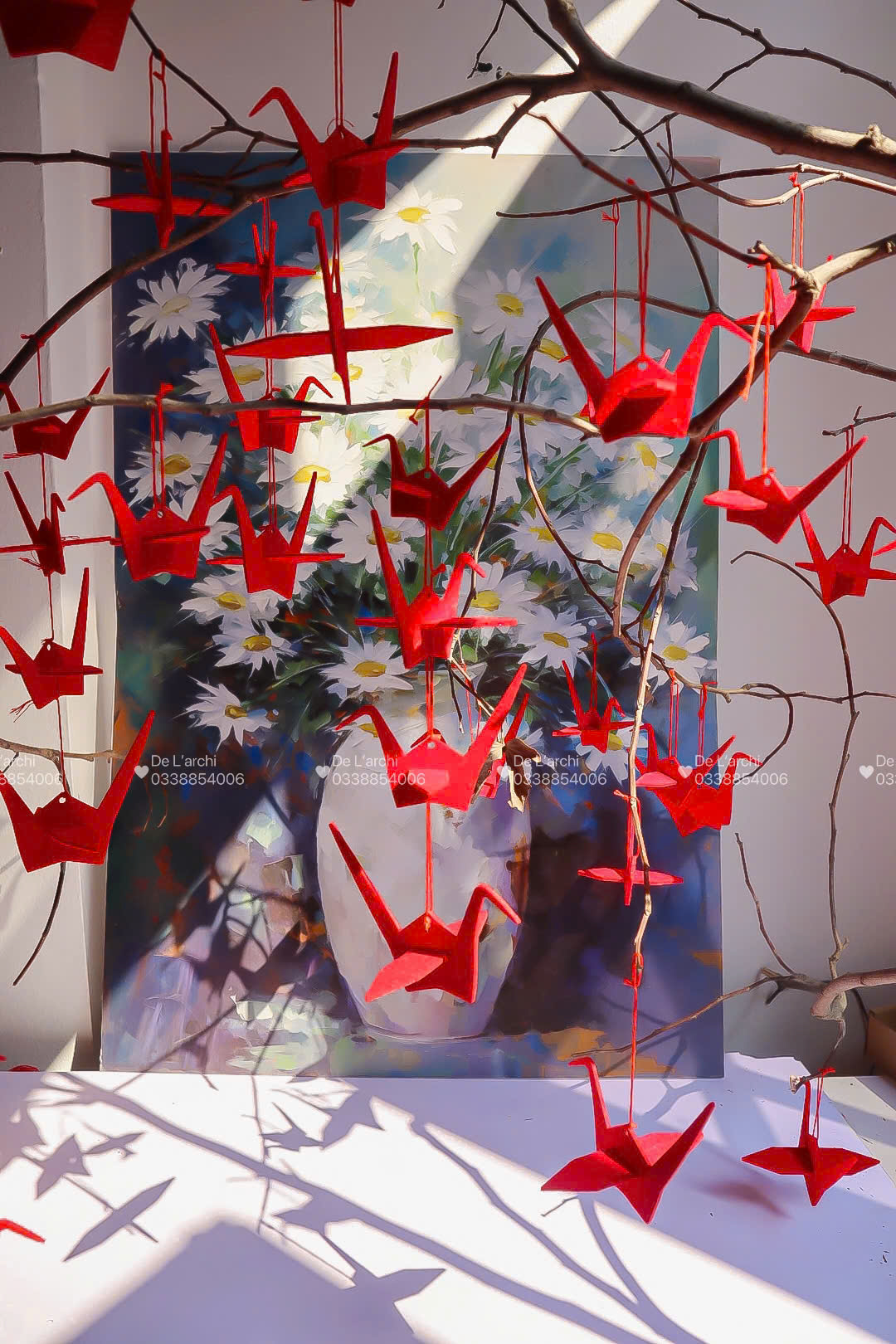 Set 10 Hạc Đỏ Treo Tết – Vải Dày Cao Cấp – Phụ Kiện Trang Trí Mai Đào - Hình ảnh 7