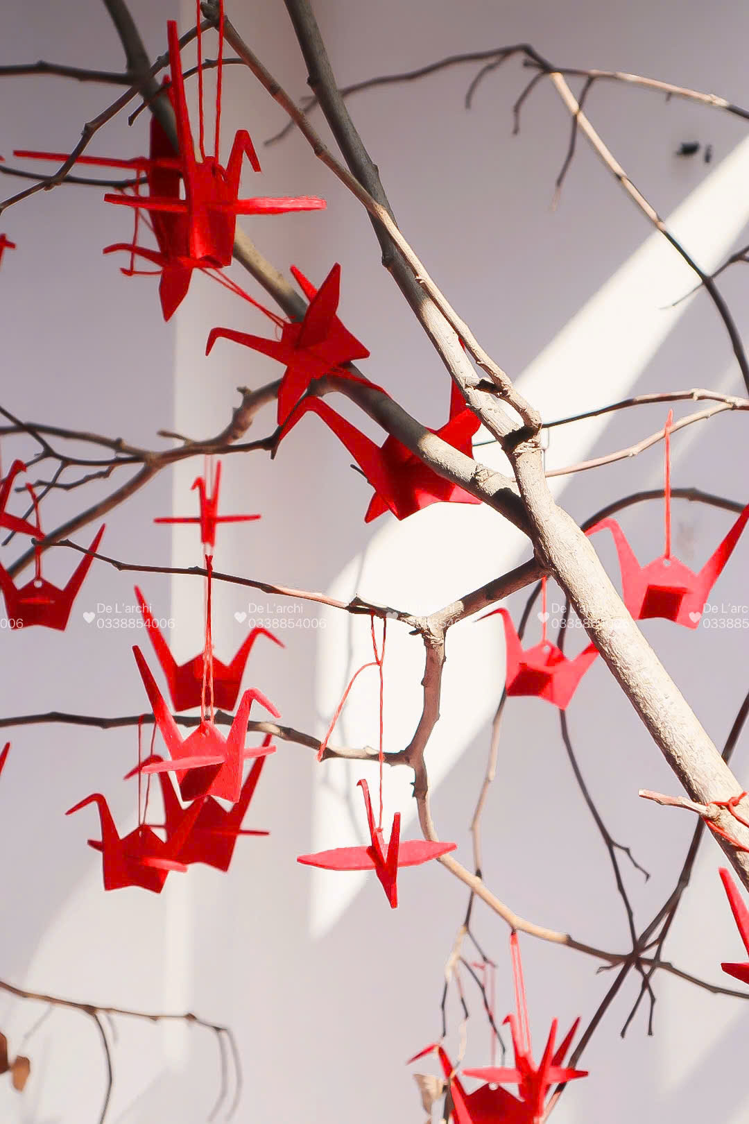 Set 10 Hạc Đỏ Treo Tết – Vải Dày Cao Cấp – Phụ Kiện Trang Trí Mai Đào - Hình ảnh 8