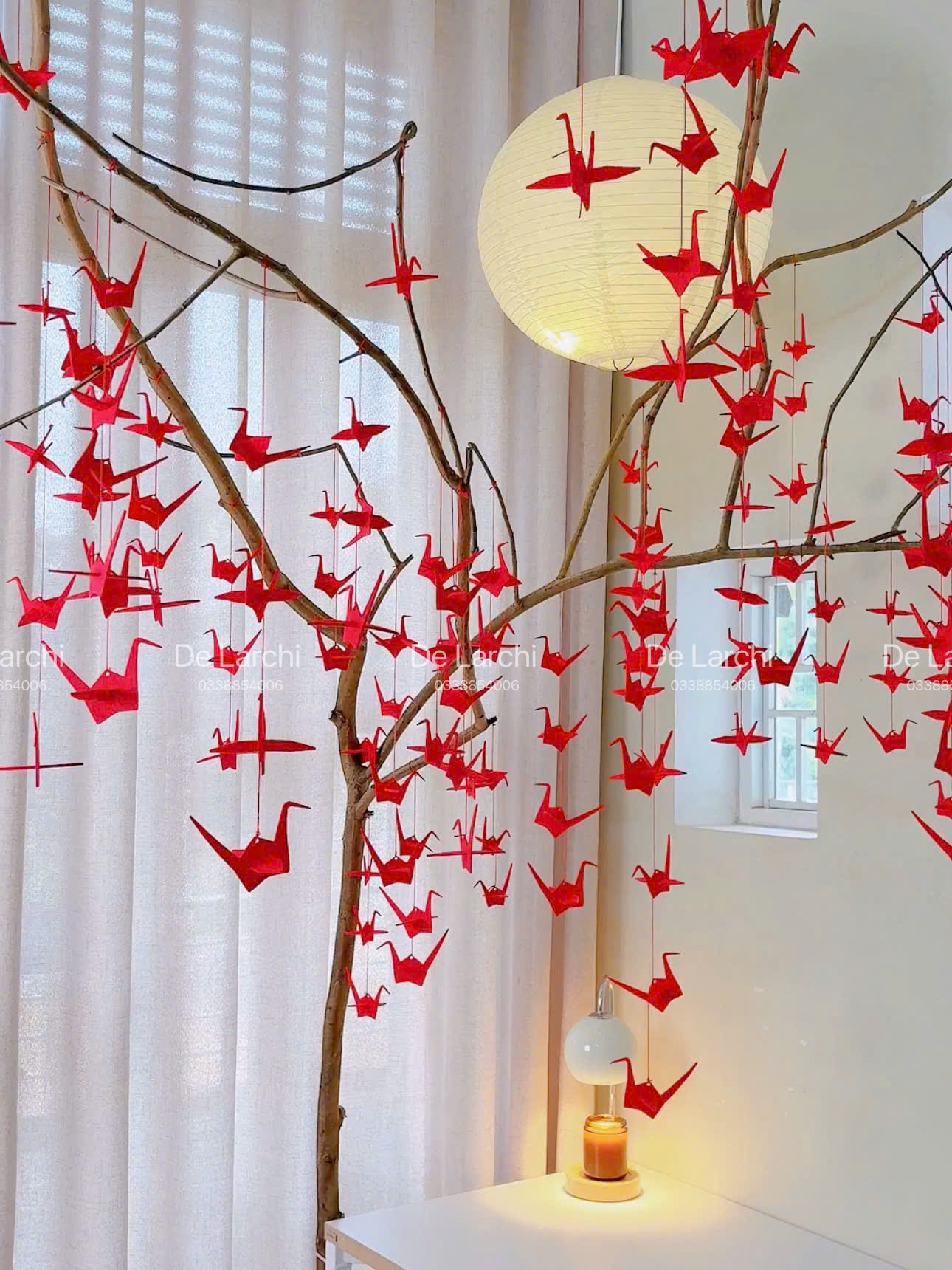 Set 10 Hạc Đỏ Treo Tết – Vải Dày Cao Cấp – Phụ Kiện Trang Trí Mai Đào - Hình ảnh 10