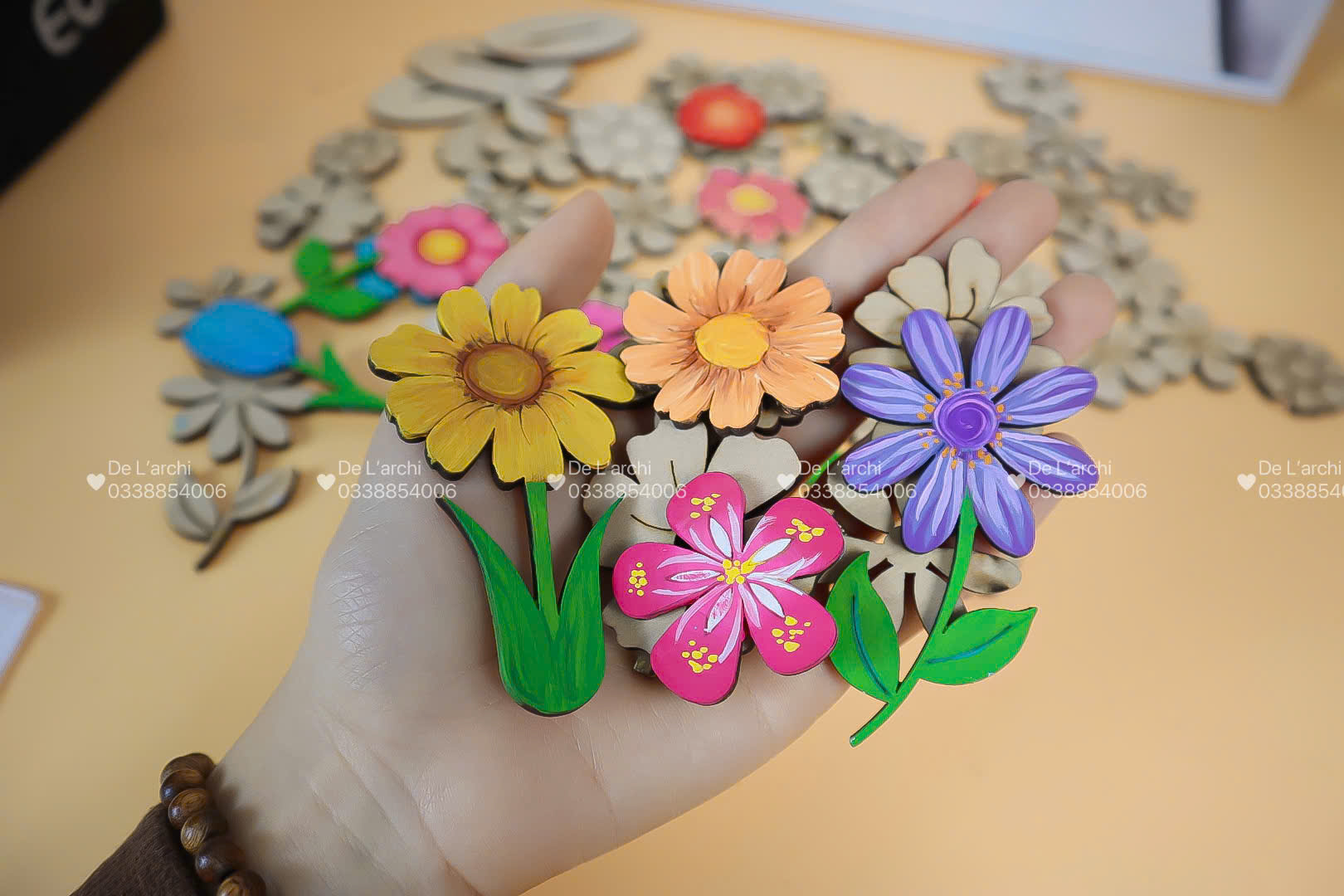 Hoa Trang Trí Handmade 3K Size 5–8cm – Hoa Decor Lớn Đẹp - Hình ảnh 9