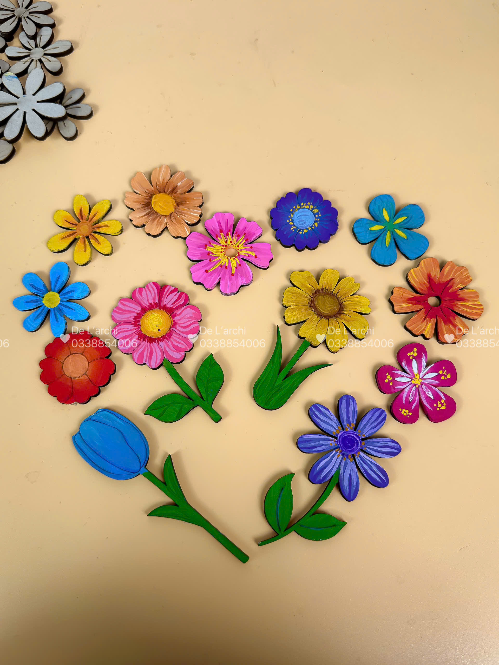 Hoa Trang Trí Handmade 3K Size 5–8cm – Hoa Decor Lớn Đẹp - Hình ảnh 10