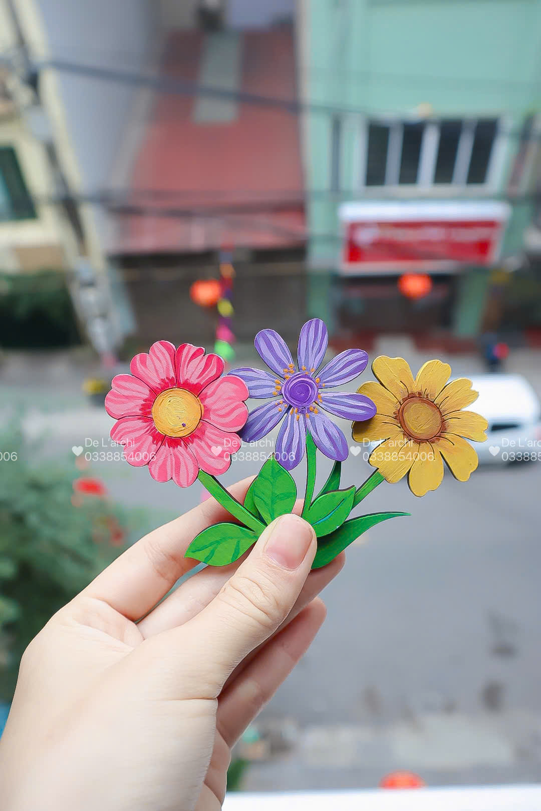 Hoa Trang Trí Handmade 3K Size 5–8cm – Hoa Decor Lớn Đẹp - Hình ảnh 11