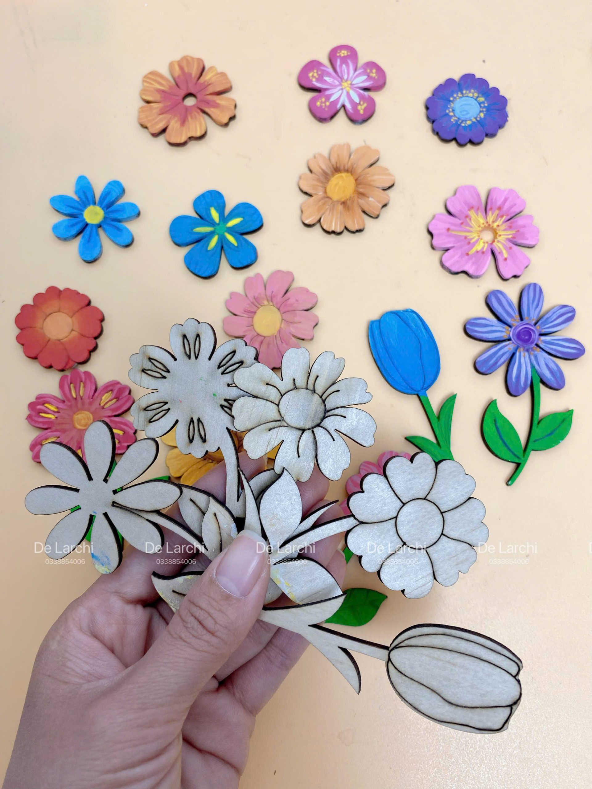 Hoa Trang Trí Handmade 3K Size 5–8cm – Hoa Decor Lớn Đẹp - Hình ảnh 4