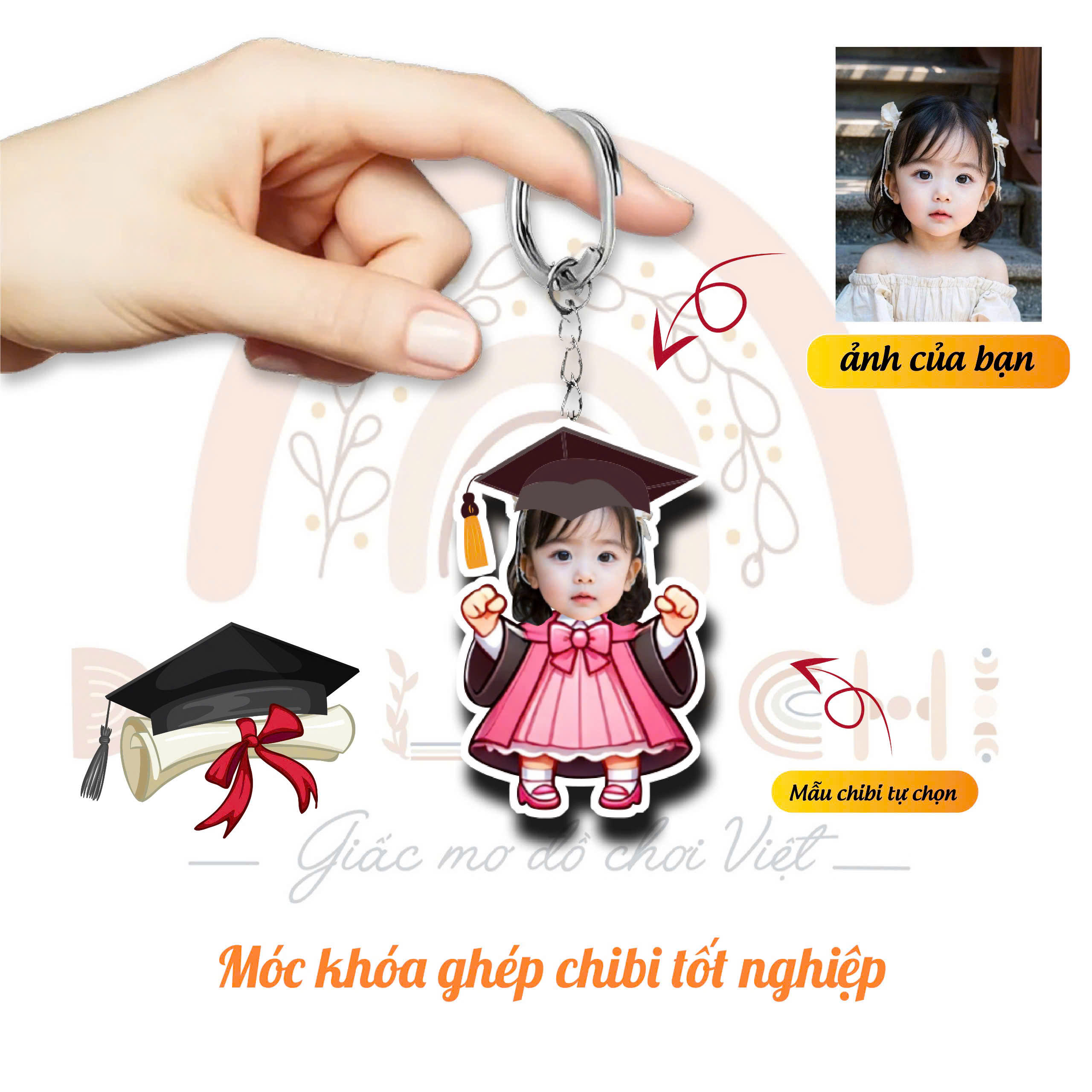 Móc Khóa Tốt Nghiệp Cá Nhân Hóa – Ghép Ảnh Bé - Hình ảnh 6