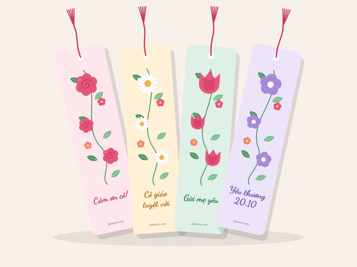 Bookmark hoa tặng cô